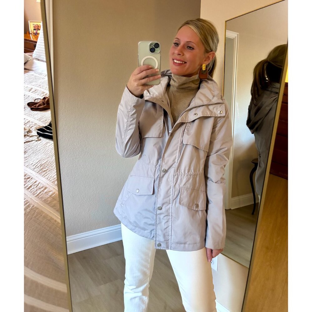 Cole Hann Packable Gray/Silver Rain Coat